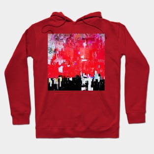 Chicago Skyline abstract in red, black, gray, white Hoodie